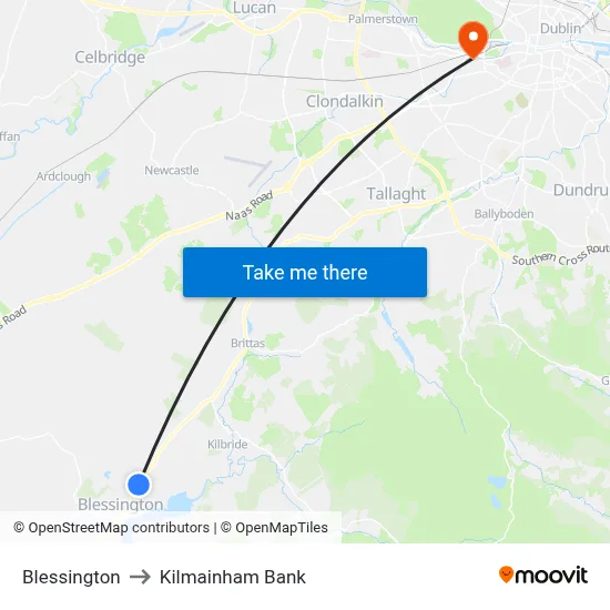 Blessington to Kilmainham Bank map