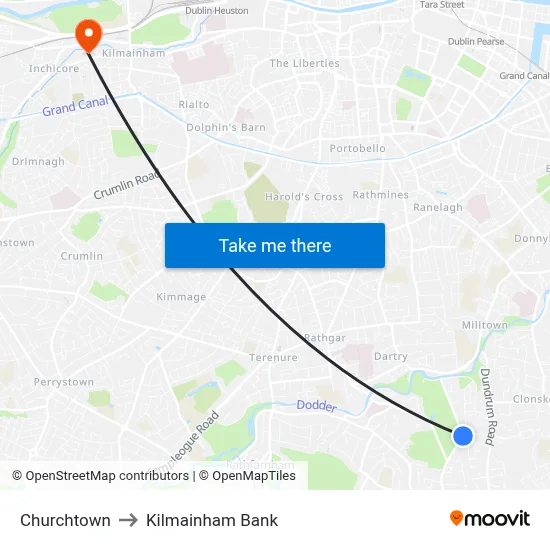 Churchtown to Kilmainham Bank map