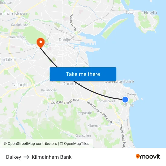 Dalkey to Kilmainham Bank map