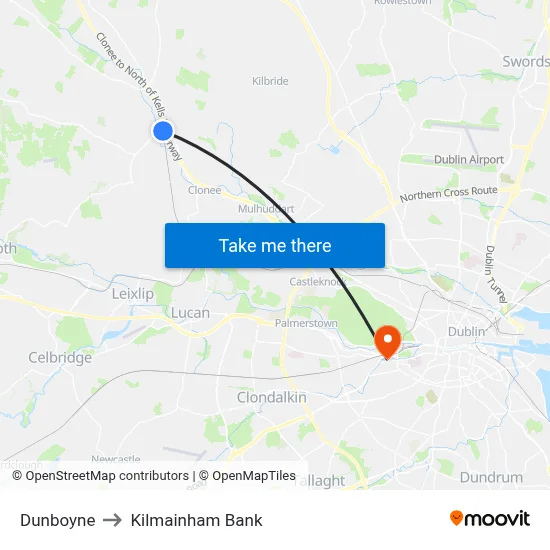Dunboyne to Kilmainham Bank map