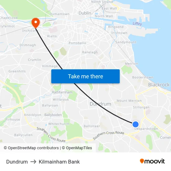Dundrum to Kilmainham Bank map