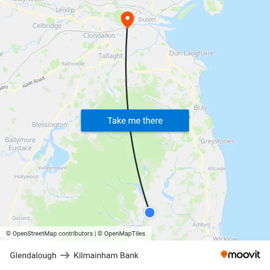 Glendalough to Kilmainham Bank map