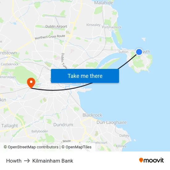 Howth to Kilmainham Bank map