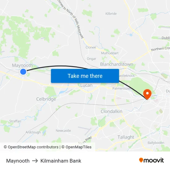 Maynooth to Kilmainham Bank map