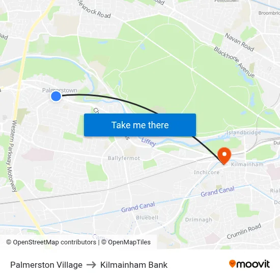 Palmerston Village to Kilmainham Bank map