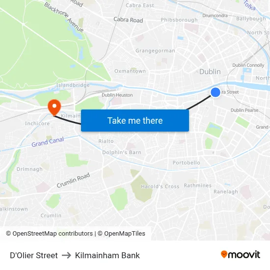 D'Olier Street to Kilmainham Bank map