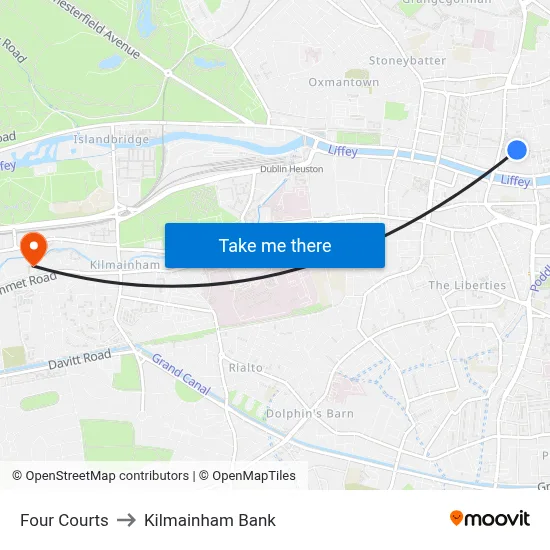 Four Courts to Kilmainham Bank map