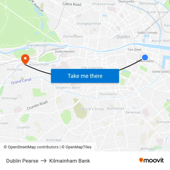 Dublin Pearse to Kilmainham Bank map