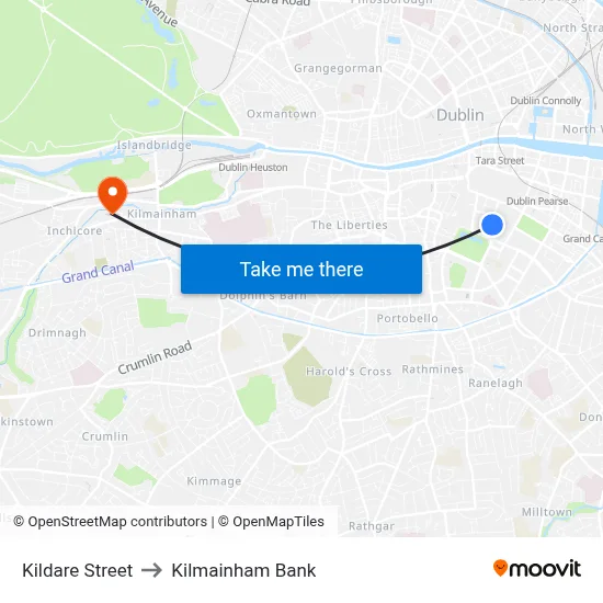 Kildare Street to Kilmainham Bank map