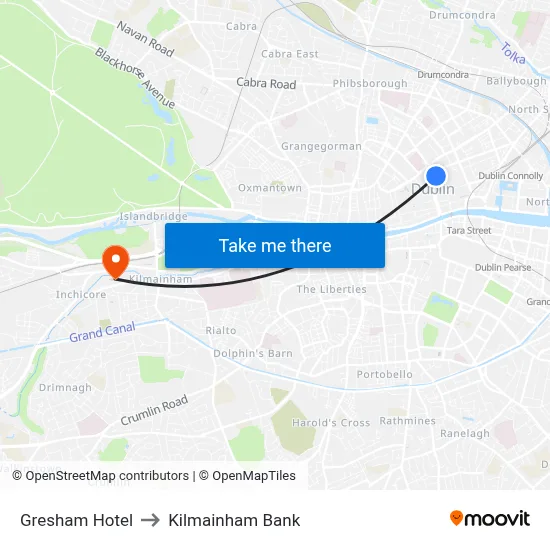 Gresham Hotel to Kilmainham Bank map