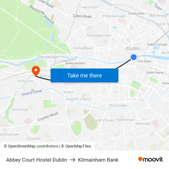 Abbey Court Hostel Dublin to Kilmainham Bank map