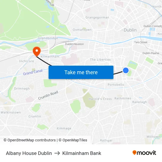 Albany House Dublin to Kilmainham Bank map