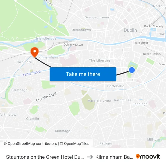 Stauntons on the Green Hotel Dublin to Kilmainham Bank map