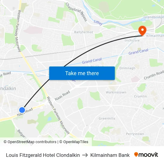 Louis Fitzgerald Hotel Clondalkin to Kilmainham Bank map