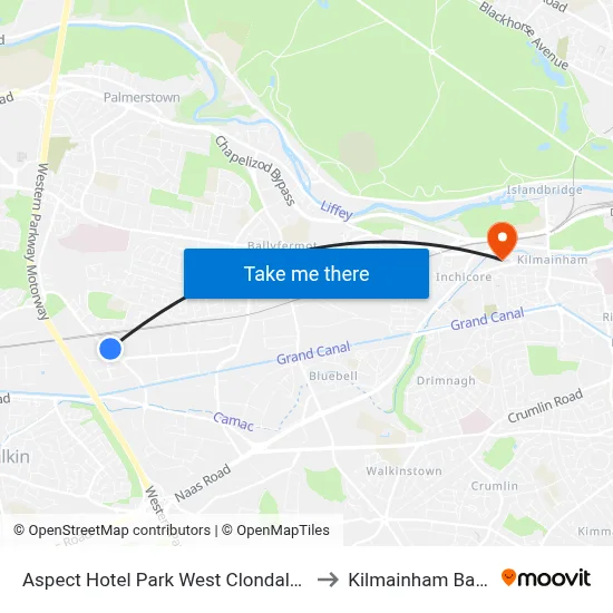Aspect Hotel Park West Clondalkin to Kilmainham Bank map
