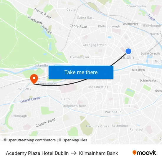 Academy Plaza Hotel Dublin to Kilmainham Bank map