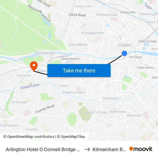 Arlington Hotel O Connell Bridge Dublin to Kilmainham Bank map