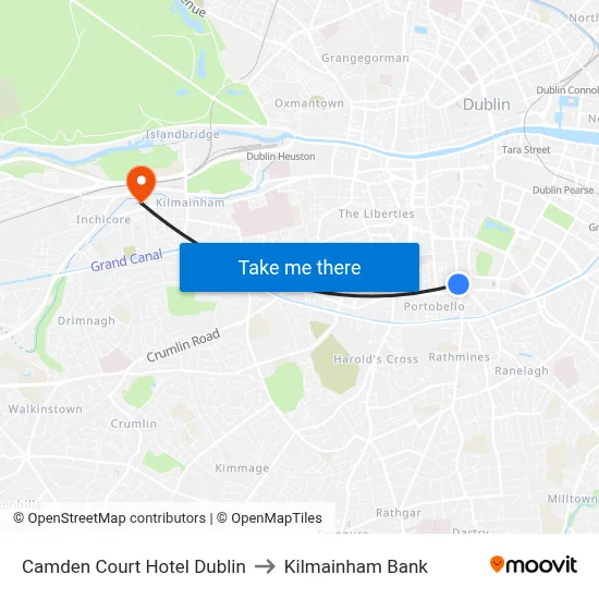 Camden Court Hotel Dublin to Kilmainham Bank map