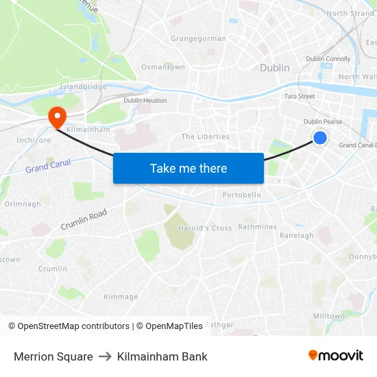Merrion Square to Kilmainham Bank map