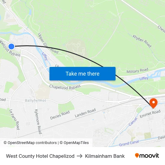 West County Hotel Chapelizod to Kilmainham Bank map