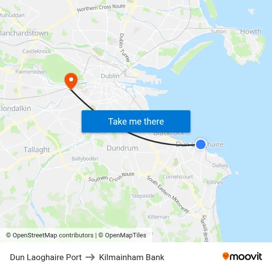 Dun Laoghaire Port to Kilmainham Bank map