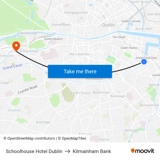 Schoolhouse Hotel Dublin to Kilmainham Bank map