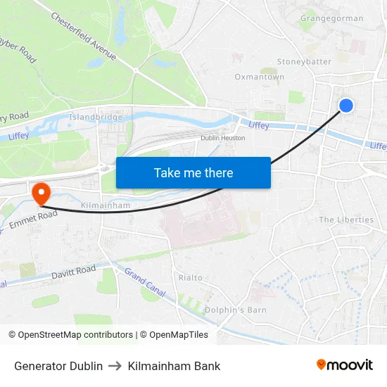Generator Dublin to Kilmainham Bank map