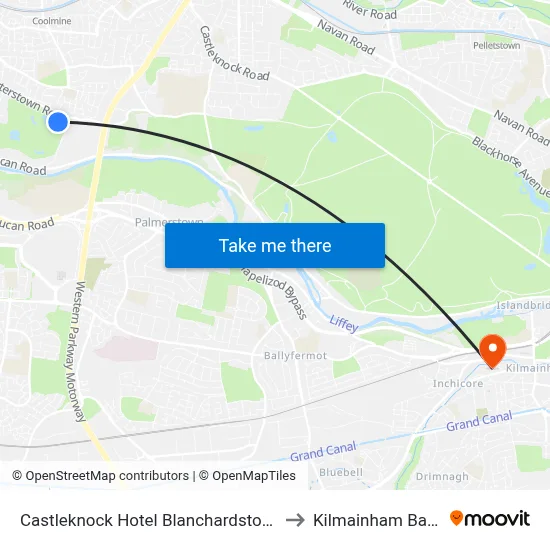 Castleknock Hotel Blanchardstown to Kilmainham Bank map