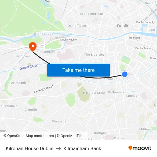 Kilronan House Dublin to Kilmainham Bank map