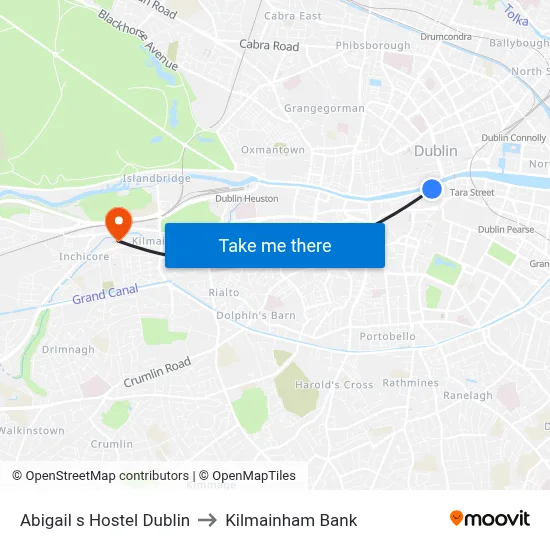 Abigail s Hostel Dublin to Kilmainham Bank map