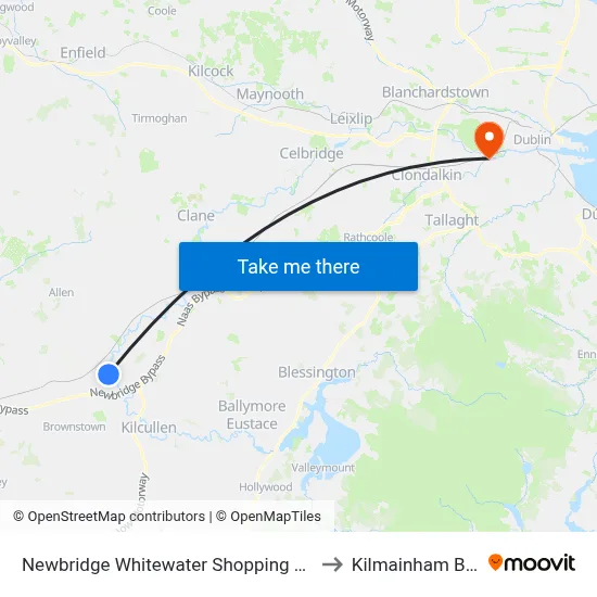 Newbridge Whitewater Shopping Centre to Kilmainham Bank map