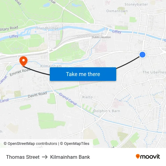 Thomas Street to Kilmainham Bank map