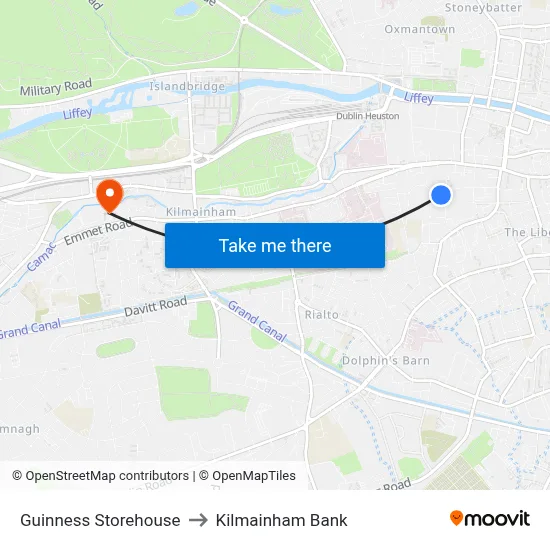 Guinness Storehouse to Kilmainham Bank map