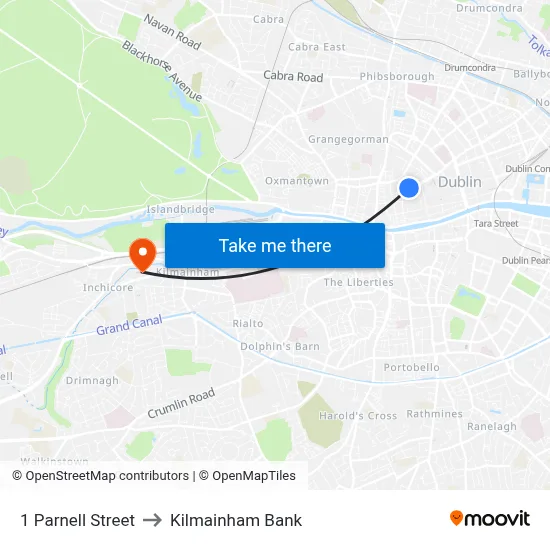 1 Parnell Street to Kilmainham Bank map