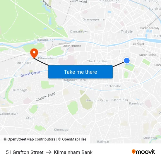 51 Grafton Street to Kilmainham Bank map