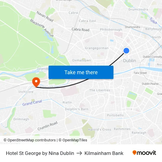 Hotel St George by Nina Dublin to Kilmainham Bank map