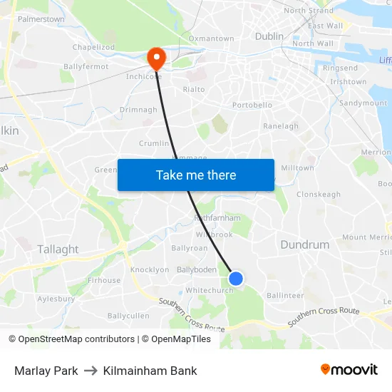 Marlay Park to Kilmainham Bank map