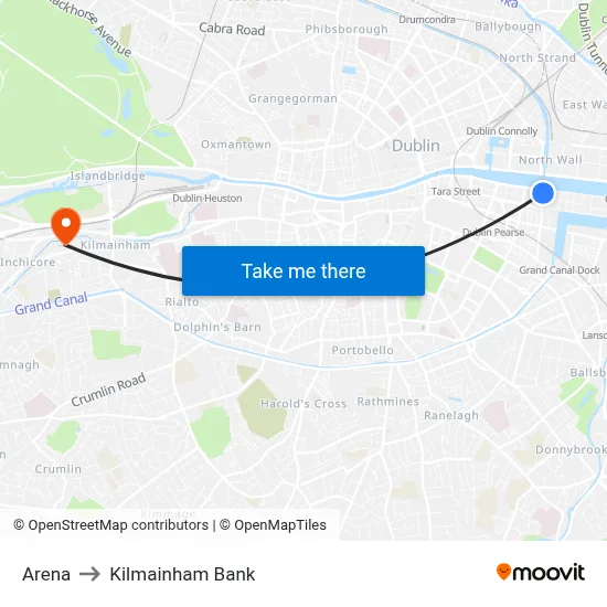 Arena to Kilmainham Bank map