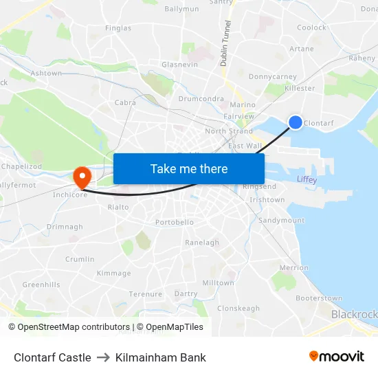 Clontarf Castle to Kilmainham Bank map