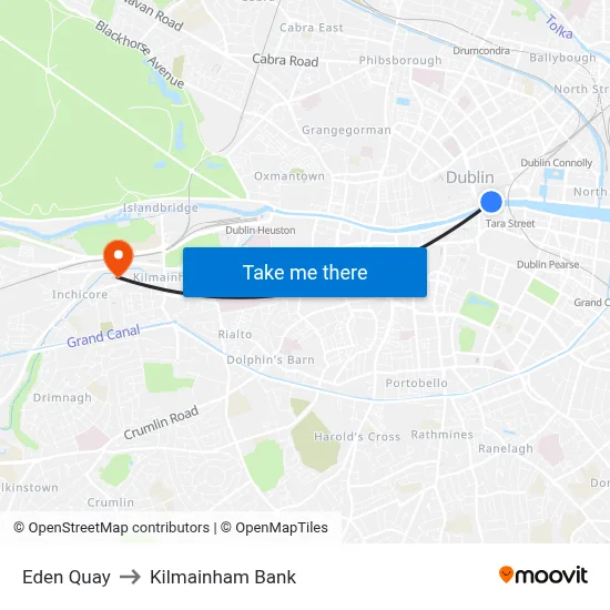 Eden Quay to Kilmainham Bank map