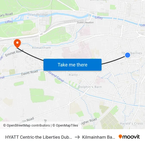 HYATT Centric-the Liberties Dublin to Kilmainham Bank map