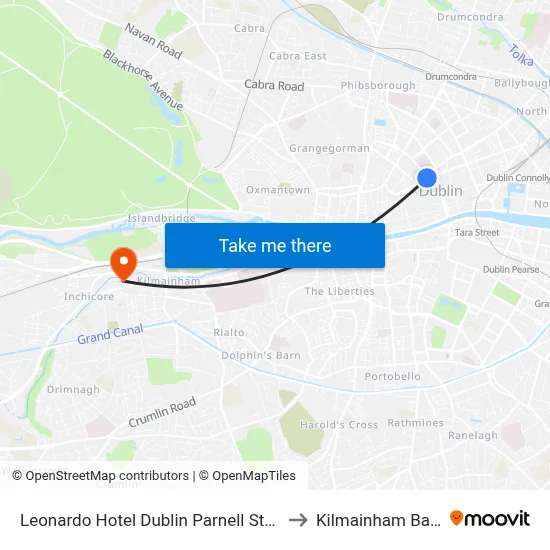 Leonardo Hotel Dublin Parnell Street to Kilmainham Bank map