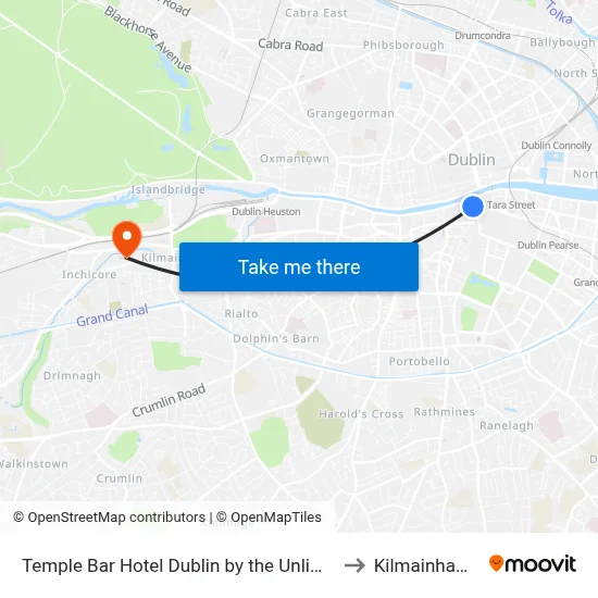 Temple Bar Hotel Dublin by the Unlimited Collection to Kilmainham Bank map