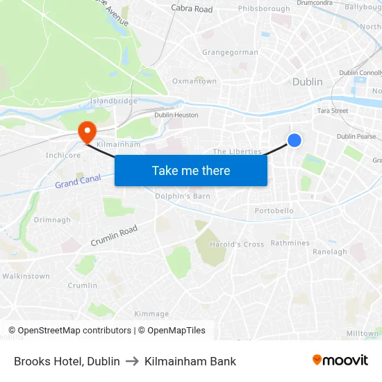 Brooks Hotel, Dublin to Kilmainham Bank map