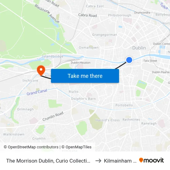 The Morrison Dublin, Curio Collection by Hilton to Kilmainham Bank map