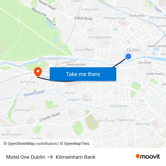 Motel One Dublin to Kilmainham Bank map