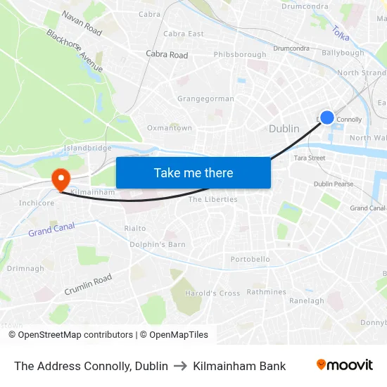 The Address Connolly, Dublin to Kilmainham Bank map