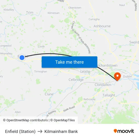 Enfield (Station) to Kilmainham Bank map