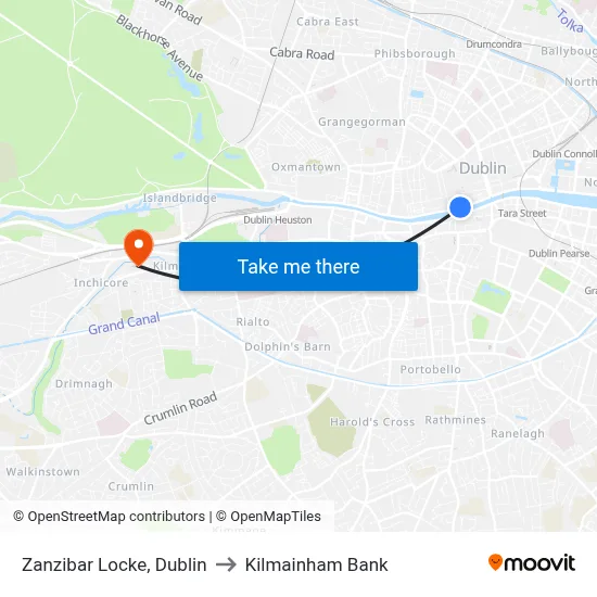 Zanzibar Locke, Dublin to Kilmainham Bank map