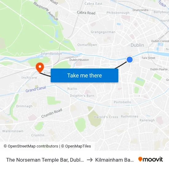 The Norseman Temple Bar, Dublin to Kilmainham Bank map